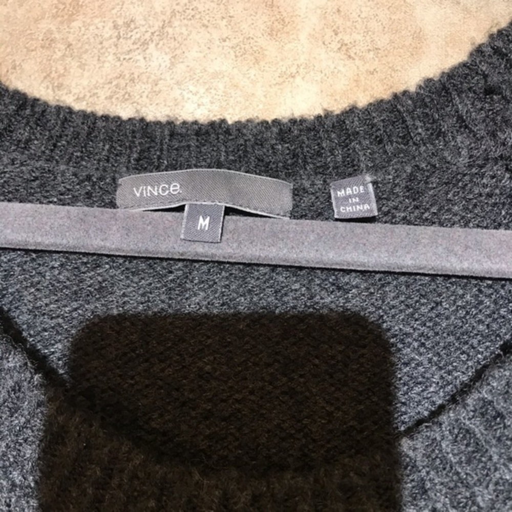 Vince Grey Crew Neck Sweater M Merino Wool - Picture 3 of 4